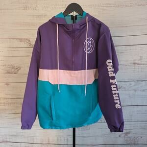 Odd Future Windbreaker Jacket Small Purple Teal Pink Colorblock Anorak Donut S